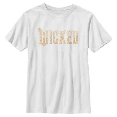 Wicked: For Good Kids'  Boy's Wicked For Good Official Floral Logo  Graphic T-shirt In White