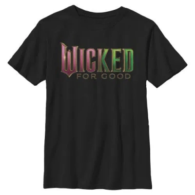 Wicked: For Good Kids'  Boy's Wicked For Good Official Pink And Green Logo  Graphic T-shirt In Black