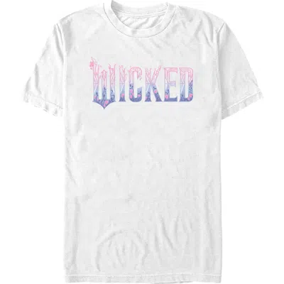 Wicked: For Good Wicked For Good Floral Pink And Purple Logo  Graphic T-shirt In White