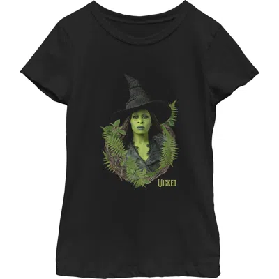 Wicked: For Good Kids'  Girl's Wicked For Good Elphaba Forest Portrait  Graphic T-shirt In Black