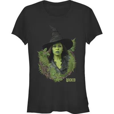 Wicked: For Good Kids'  Junior's Wicked For Good Elphaba Forest Portrait  Graphic T-shirt In Black