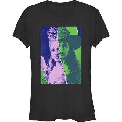 Wicked: For Good Kids'  Junior's Wicked For Good Glinda And Elphaba Tonal Poster  Graphic T-shirt In Black