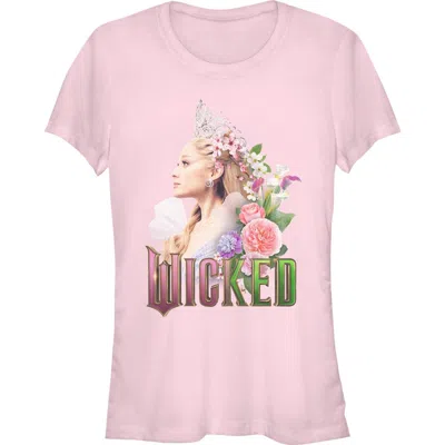 Wicked: For Good Kids'  Junior's Wicked For Good Glinda Side Profile Pose  Graphic T-shirt In Pink