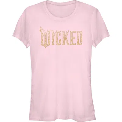 Wicked: For Good Junior's Wicked For Good Official Floral Logo Graphic T-shirt In Pink