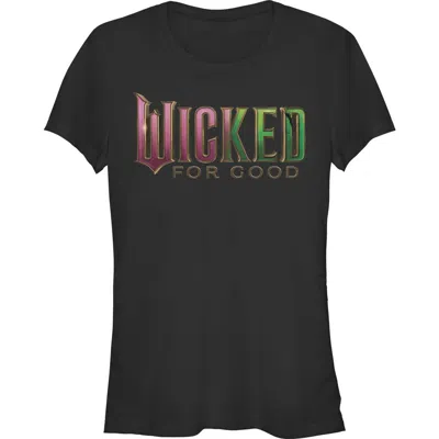 Wicked: For Good Junior's Wicked For Good Official Pink And Green Logo Graphic T-shirt In Black