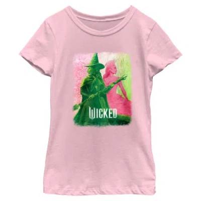 Wicked Kids' Girl's  Elphaba And Glinda Duotone  Graphic T-shirt In Pink