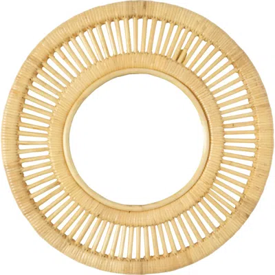 Wicker Village Round Mirror In Brown