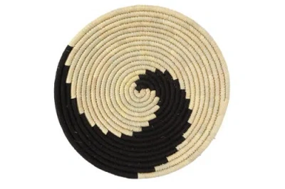 Wicker Village Wall Basket Black Swirl In Multi