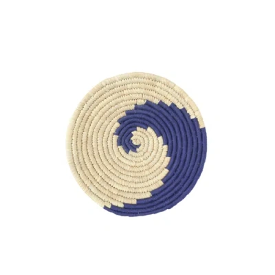 Wicker Village Wall Basket Blue Swirl