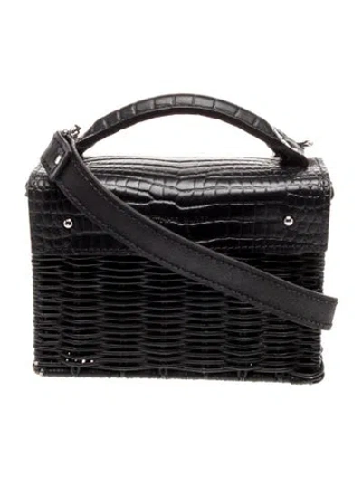 Pre-owned Wicker Wings Wicker Top Handle Bag In Black