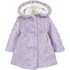 Widgeon Faux Fur Ruffle Hooded Bow Coat In Purple