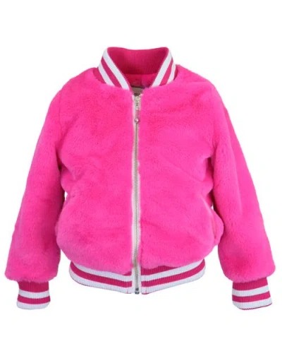 Widgeon Kids'  Faux Fur Zip Front Varsity Jacket In Pink