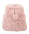 Widgeon Faux Fur Zip Front Vest In Pink