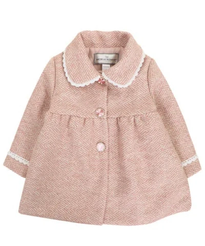 Widgeon Kids'  Faux Wool Tweed Scallop Trim Jewel Coat In Pink