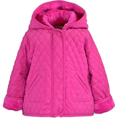 Widgeon Kids'  Hooded Faux Fur Lined Quilted Barn Jacket In Pink