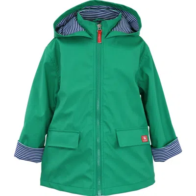 Widgeon Kids'  Hooded Zip Front Raincoat In Green