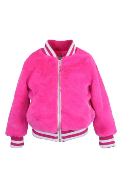 Widgeon Kids' Faux Fur Varsity Bomber Jacket (toddler & Little Girl0 In Hot Pink Puff