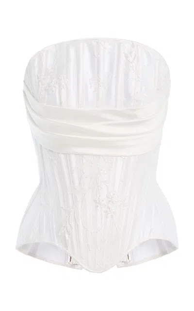 Wiederhoeft Anna Pleated Silk-mikado Corset In White