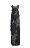 Wiederhoeft Arbe Embroidered Silk Maxi Dress In Black