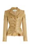 Wiederhoeft Basketweave Lamé Nipped Salon Jacket In Gold