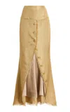 Wiederhoeft Basketweave Lamé Tulip Maxi Skirt In Gold