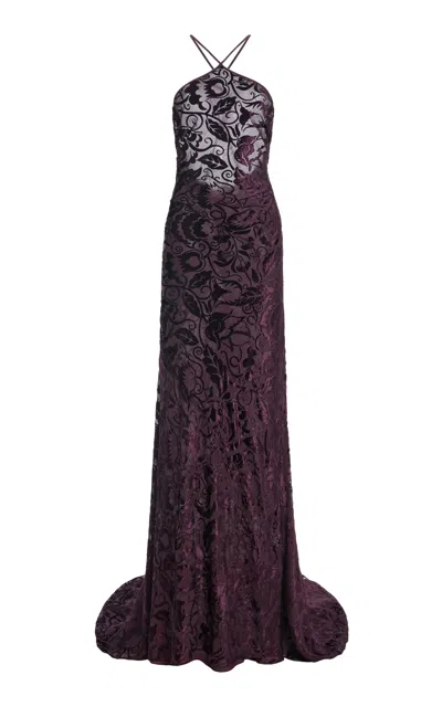 Wiederhoeft Burnout Velvet Gown In Purple