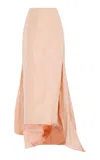 Wiederhoeft Bustle Train-detailed Satin Midi Skirt In Pink