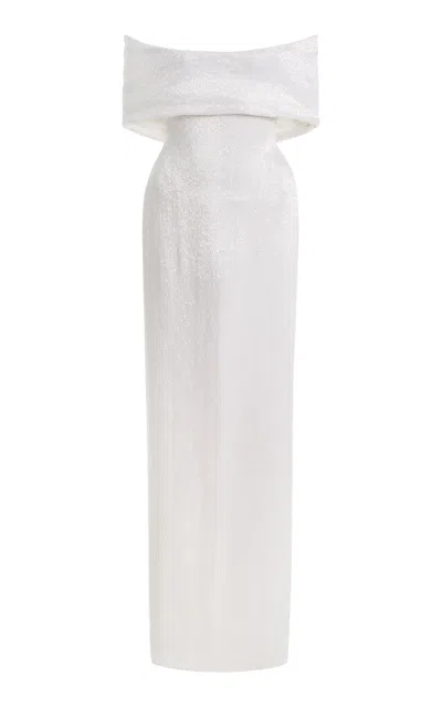 Wiederhoeft Cait Off-the-shoulder Silk Gown In White