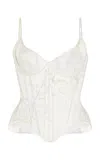 Wiederhoeft Carnation Salon Embellished Silk Satin Corset Top In Off-white