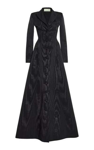 Wiederhoeft Corseted Coat Maxi Dress In Black