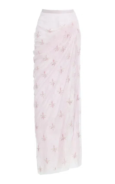 Wiederhoeft Draped Chiffon Maxi Skirt In Pink