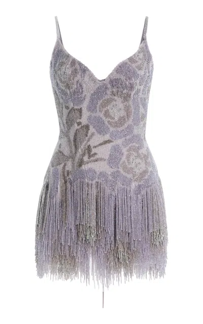 Wiederhoeft Embellished Satin Mini Dress In Purple
