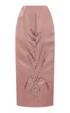Wiederhoeft Embellished Silk Satin Midi Skirt In Pink