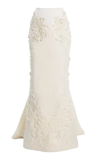 Wiederhoeft Embroidered Double-faced Silk-satin Maxi Skirt In White