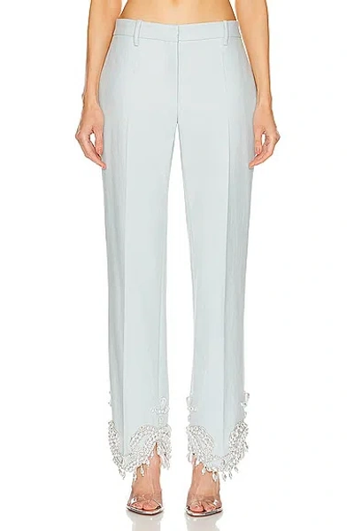 Wiederhoeft Embroidered Pearl & Crystal Trouser In Light Blue