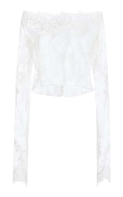 Wiederhoeft Embroidered Vienna Lace Top In White