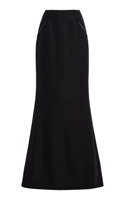 Wiederhoeft Embroidered Wool Fluted Maxi Skirt In Black