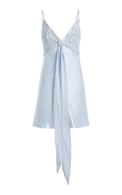 Wiederhoeft Exclusive Bias Satin Mini Slip Dress In Blue