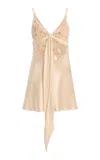 Wiederhoeft Floral Embroidered Bias Cut Mini Dress In Neutral