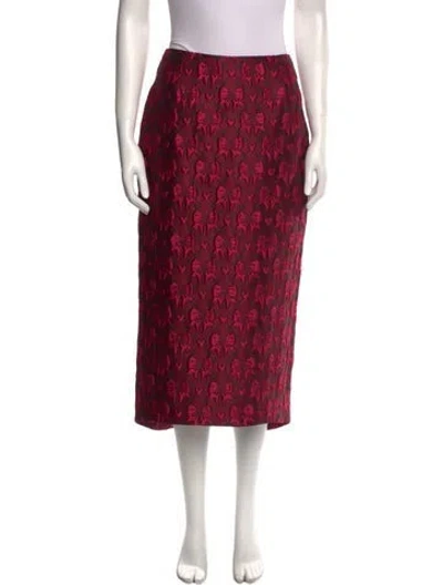 Pre-owned Wiederhoeft Floral Print Midi Length Skirt In Pink