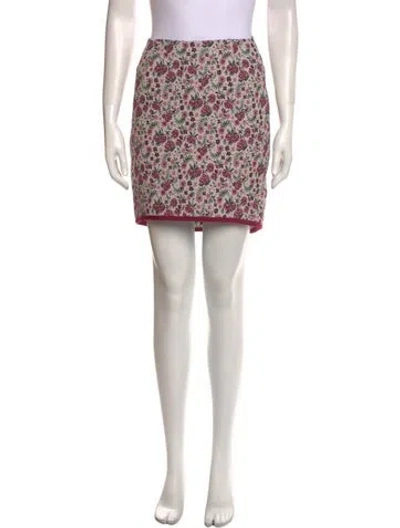 Pre-owned Wiederhoeft Floral Print Mini Skirt In Neutral