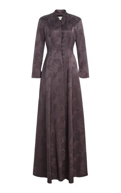 Wiederhoeft Floral Silk Jacquard Coat In Purple