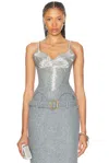 Wiederhoeft For Fwrd Salon Corset Top In Blue Grey