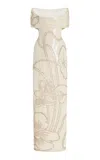 Wiederhoeft Ivy Off-the-shoulder Sequined Gown In Ivory