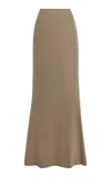 Wiederhoeft Jersey Back-draped Maxi Skirt In Brown