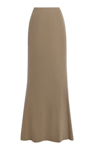 Wiederhoeft Jersey Back-draped Maxi Skirt In Brown