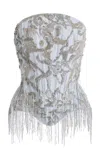 Wiederhoeft Julie Embroidered Silk-blend Corset In Metallic