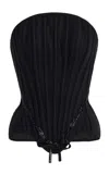 Wiederhoeft Julie Embroidered Wool Corset In Black