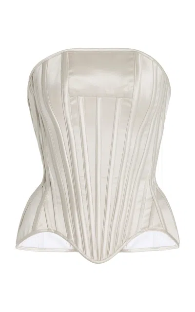 Wiederhoeft Julie Satin Corset Top In Light Grey