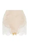 Wiederhoeft Lace-trimmed Silk Satin Mini Skirt In Off-white